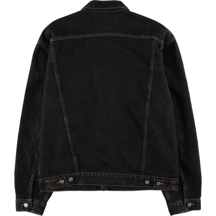 90s-00'S Guess Black Denim Jacket, Made in USA, Men's XXL equivalent, Vintage cotton black type Vintage Second Hand