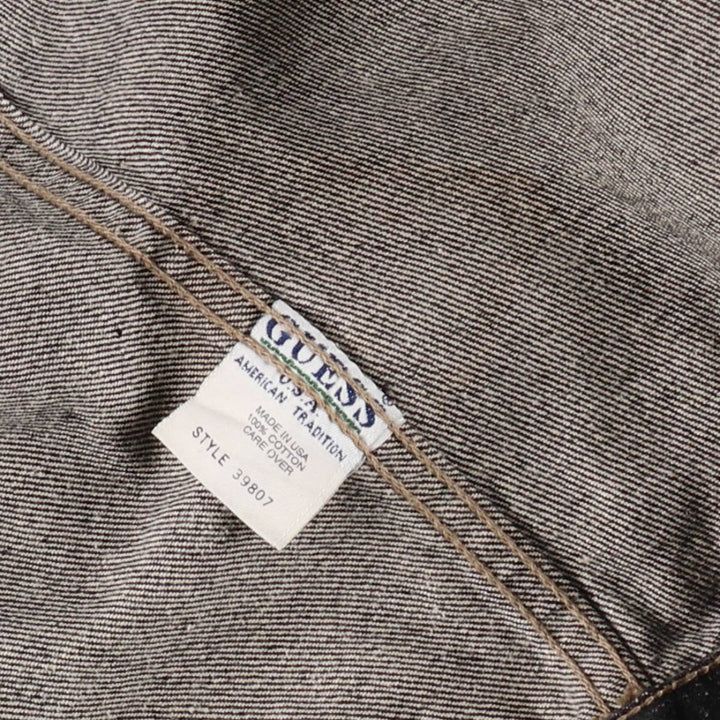 90s-00'S Guess Black Denim Jacket, Made in USA, Men's XXL equivalent, Vintage cotton black type Vintage Second Hand