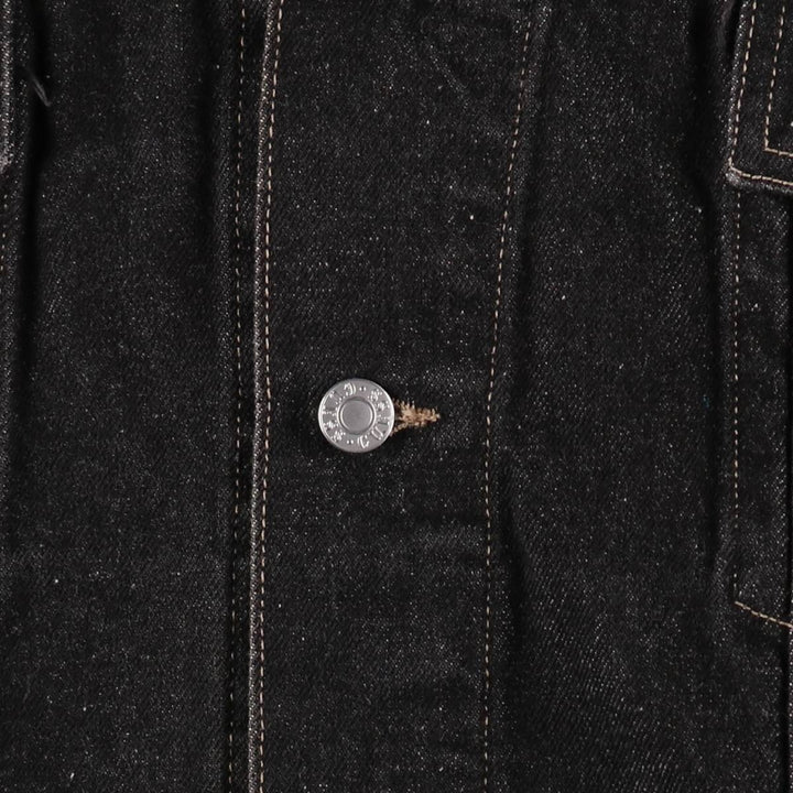 90s-00'S Guess Black Denim Jacket, Made in USA, Men's XXL equivalent, Vintage cotton black type Vintage Second Hand