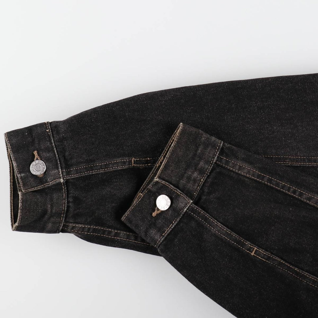 90s-00'S Guess Black Denim Jacket, Made in USA, Men's XXL equivalent, Vintage cotton black type Vintage Second Hand