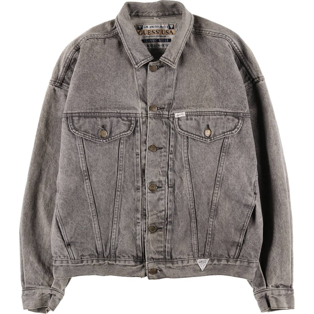 90'S Guess BY GEORGES MARCIANO denim jacket, made in the USA, men's size L, vintage cotton gray type Vintage Second Hand