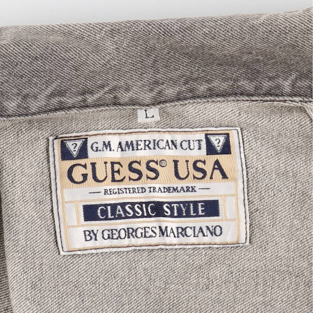 90'S Guess BY GEORGES MARCIANO denim jacket, made in the USA, men's size L, vintage cotton gray type Vintage Second Hand