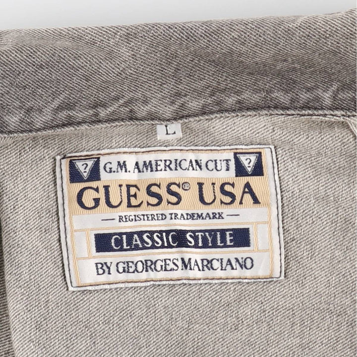 90'S Guess BY GEORGES MARCIANO denim jacket, made in the USA, men's size L, vintage cotton gray type Vintage Second Hand