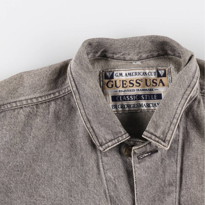 90'S Guess BY GEORGES MARCIANO denim jacket, made in the USA, men's size L, vintage cotton gray type Vintage Second Hand