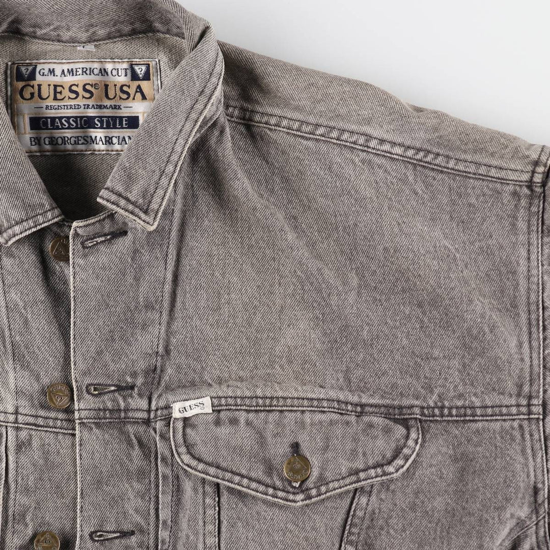 90'S Guess BY GEORGES MARCIANO denim jacket, made in the USA, men's size L, vintage cotton gray type Vintage Second Hand