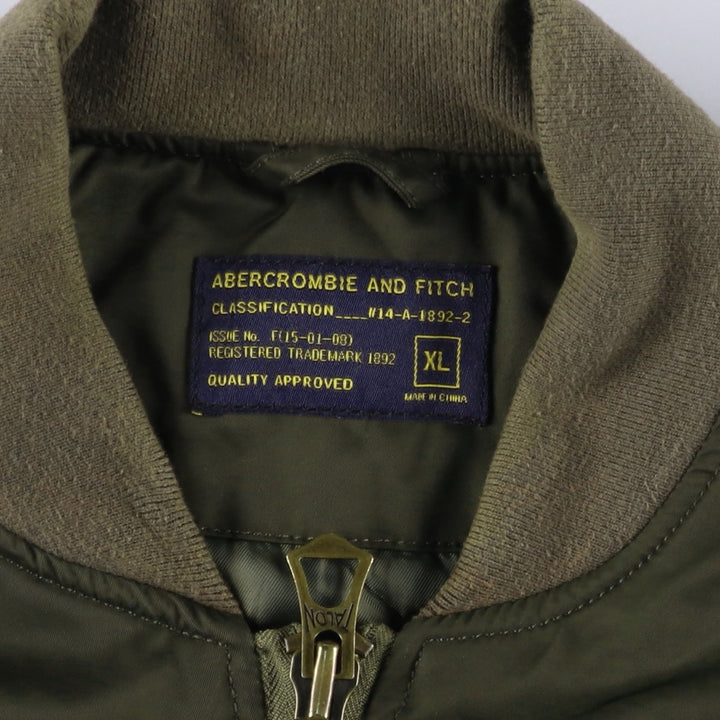 Abercrombie and Fitch MA-1 type padded military flight jacket, men's size XL. polyester Khaki type Vintage Second Hand