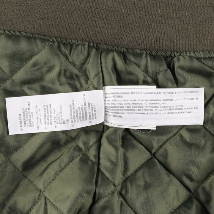 Abercrombie and Fitch MA-1 type padded military flight jacket, men's size XL. polyester Khaki type Vintage Second Hand