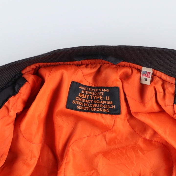 Civilian SCHOTT CWU-R Type Padded Military Flight Jacket, Men's Size Small Nylon black type Vintage Second Hand