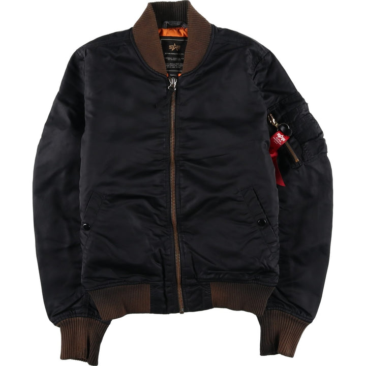 Civilian Alpha MA-1 style padded military flight jacket, men's size small Nylon black type Vintage Second Hand