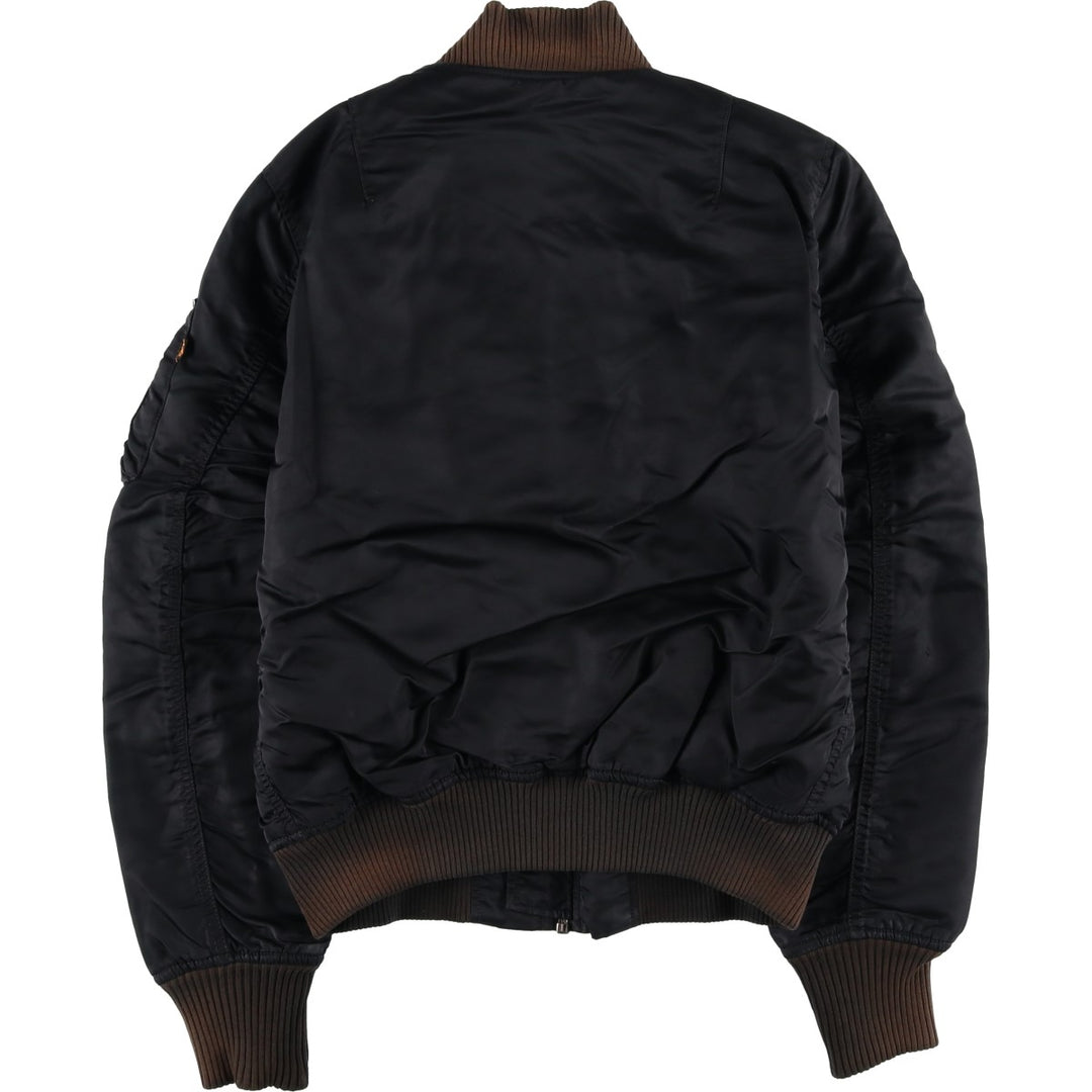 Civilian Alpha MA-1 style padded military flight jacket, men's size small Nylon black type Vintage Second Hand