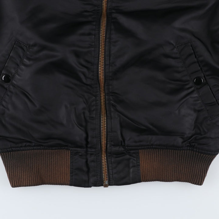 Civilian Alpha MA-1 style padded military flight jacket, men's size small Nylon black type Vintage Second Hand