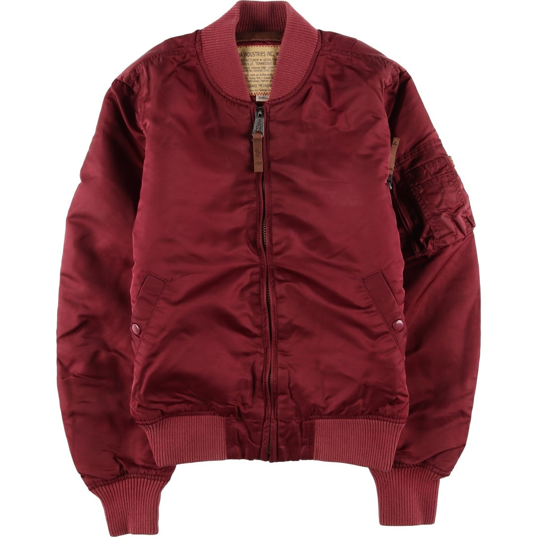 Civilian Alpha MA-1 style padded military flight jacket, men's size small Nylon burgundy type Vintage Second Hand