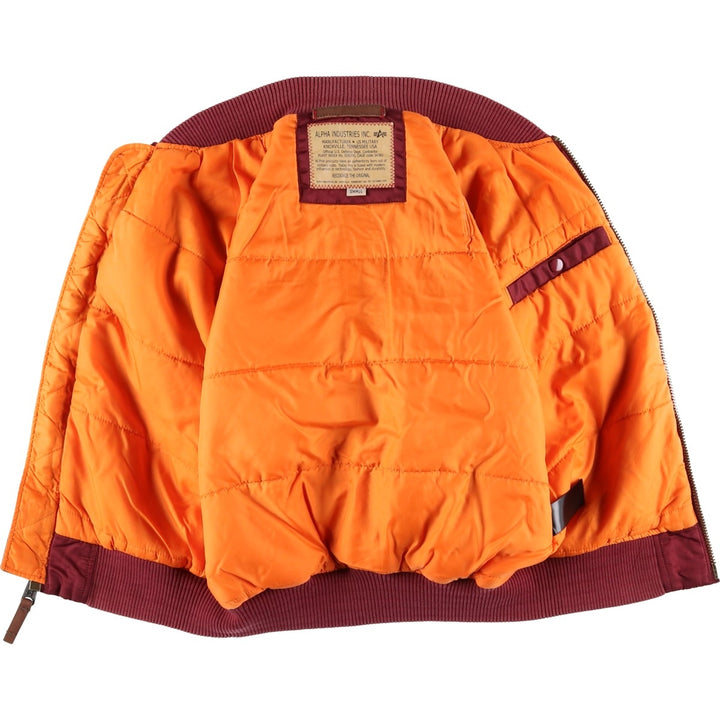 Civilian Alpha MA-1 style padded military flight jacket, men's size small Nylon burgundy type Vintage Second Hand