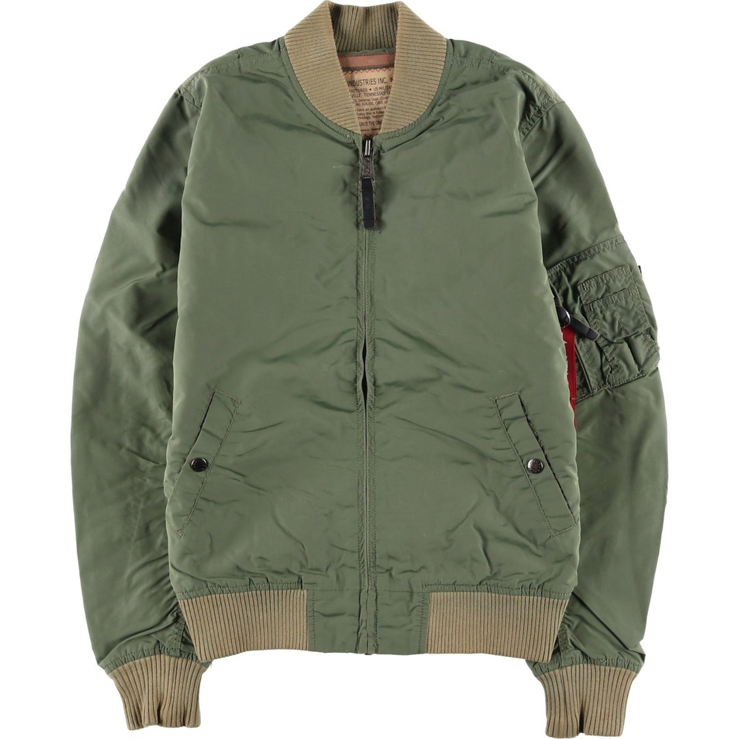 Civilian Alpha MA-1 Military Flight Jacket, Men's Size Small Nylon Khaki type Vintage Second Hand