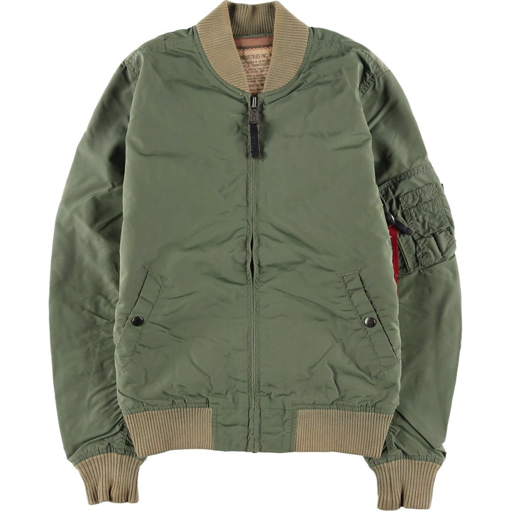 Civilian Alpha MA-1 Military Flight Jacket, Men's Size Small Nylon Khaki type Vintage Second Hand