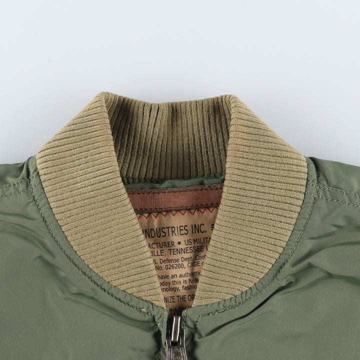 Civilian Alpha MA-1 Military Flight Jacket, Men's Size Small Nylon Khaki type Vintage Second Hand