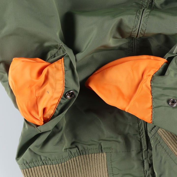Civilian Alpha MA-1 Military Flight Jacket, Men's Size Small Nylon Khaki type Vintage Second Hand