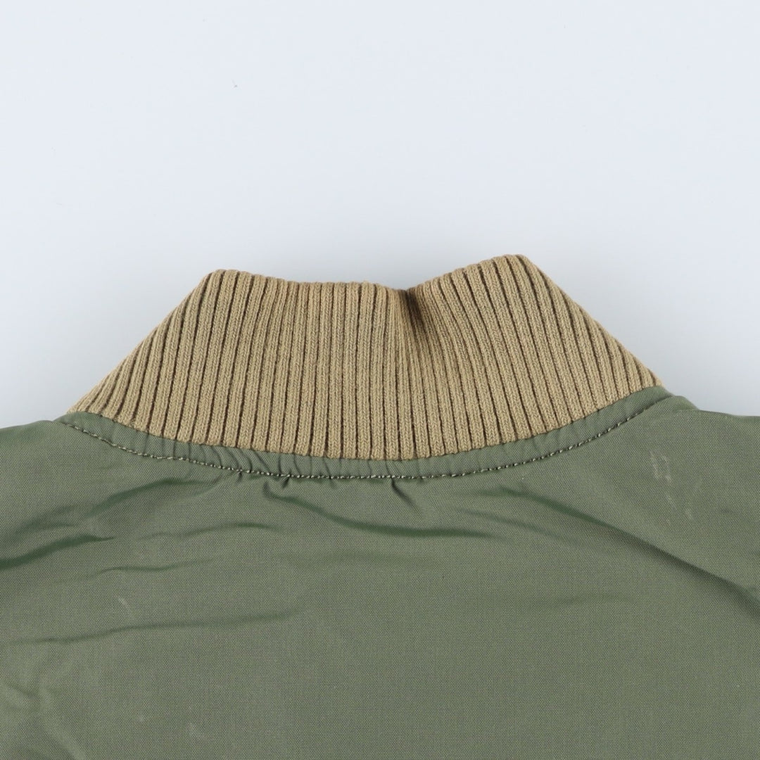 Civilian Alpha MA-1 Military Flight Jacket, Men's Size Small Nylon Khaki type Vintage Second Hand