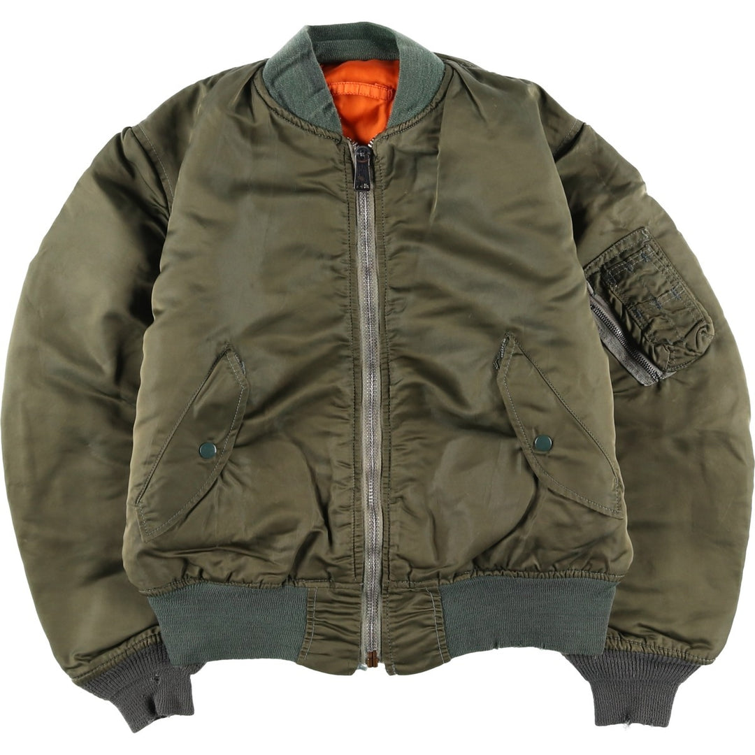 Civilian-made Alpha Industries MA-1 type padded military flight jacket, made in the USA, men's size S equivalent, vintage. Nylon Khaki type Vintage Second Hand