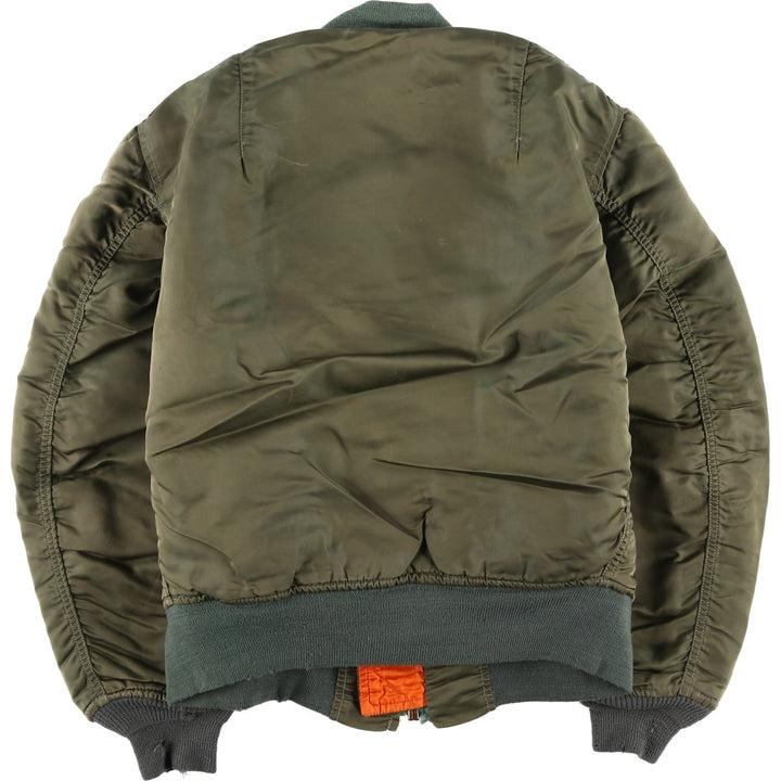 Civilian-made Alpha Industries MA-1 type padded military flight jacket, made in the USA, men's size S equivalent, vintage. Nylon Khaki type Vintage Second Hand