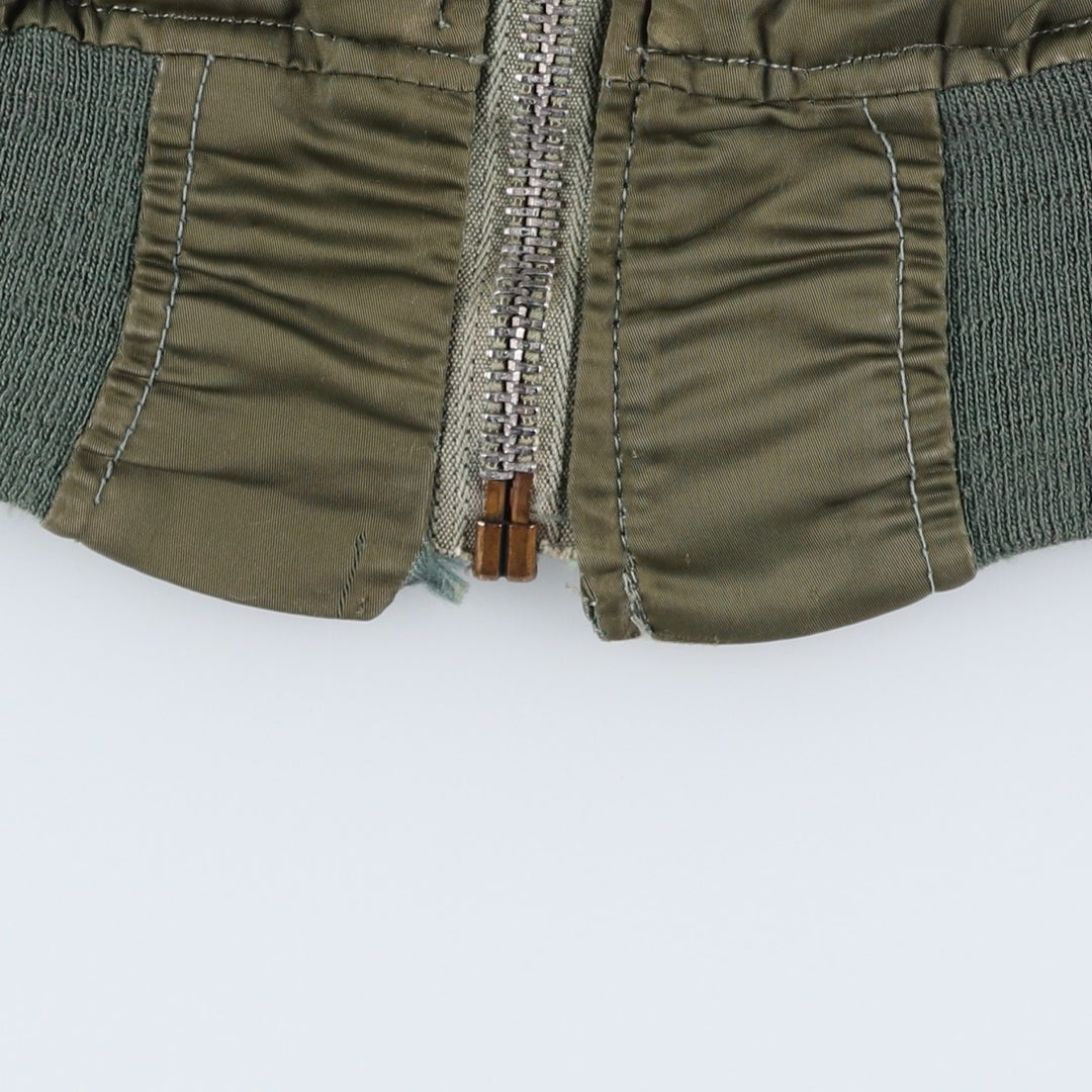 Civilian-made Alpha Industries MA-1 type padded military flight jacket, made in the USA, men's size S equivalent, vintage. Nylon Khaki type Vintage Second Hand
