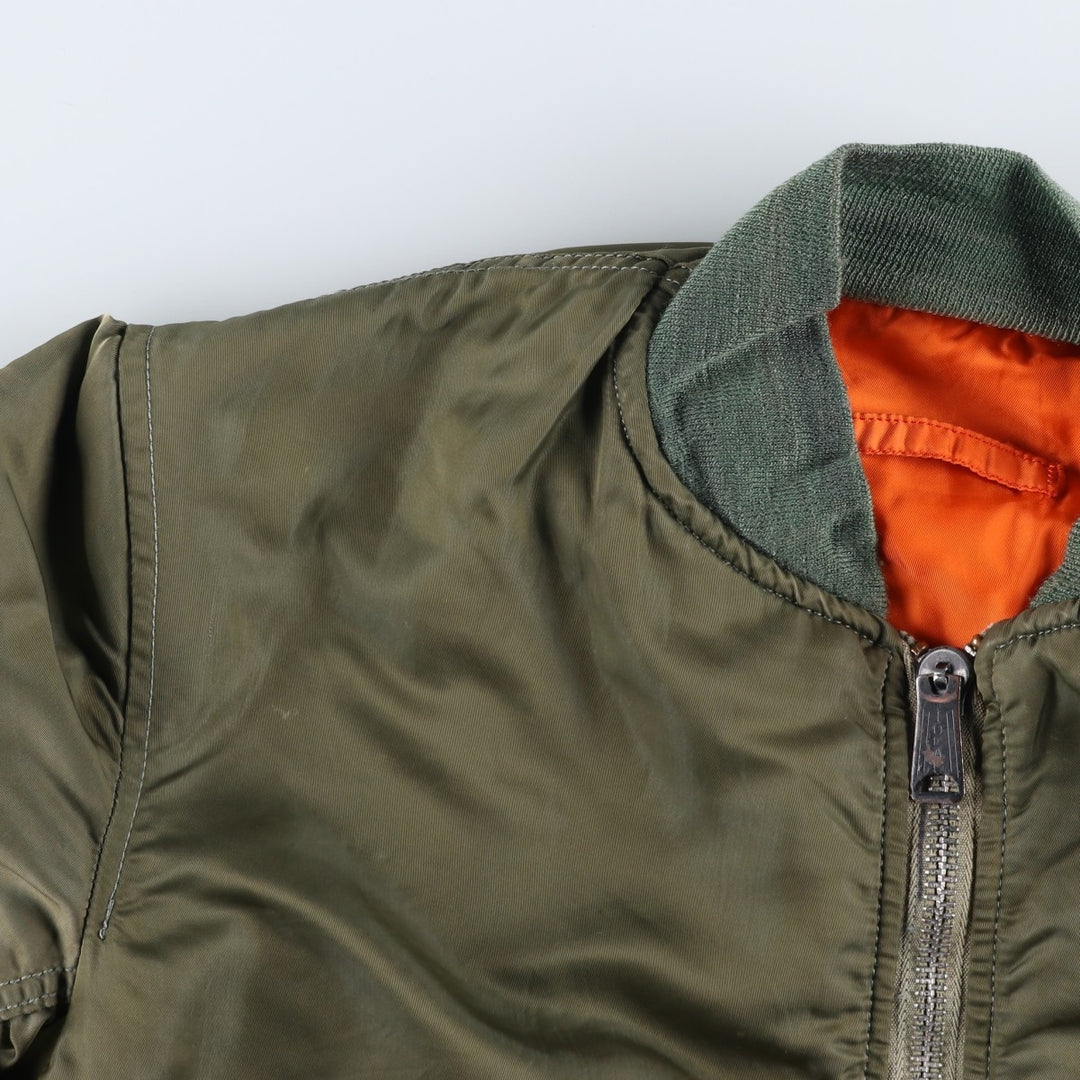 Civilian-made Alpha Industries MA-1 type padded military flight jacket, made in the USA, men's size S equivalent, vintage. Nylon Khaki type Vintage Second Hand