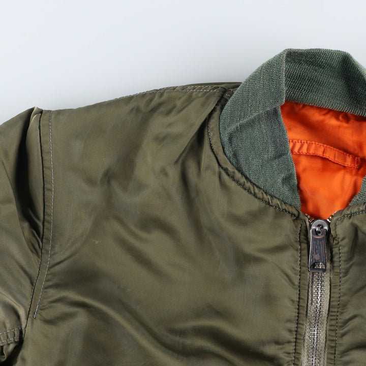Civilian-made Alpha Industries MA-1 type padded military flight jacket, made in the USA, men's size S equivalent, vintage. Nylon Khaki type Vintage Second Hand