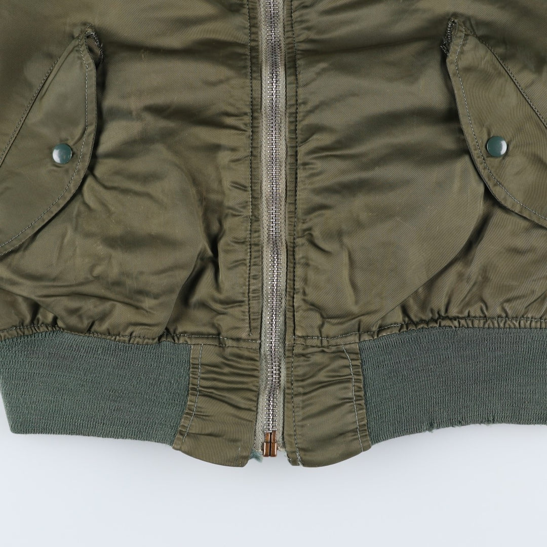 Civilian-made Alpha Industries MA-1 type padded military flight jacket, made in the USA, men's size S equivalent, vintage. Nylon Khaki type Vintage Second Hand