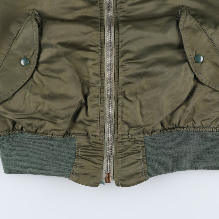 Civilian-made Alpha Industries MA-1 type padded military flight jacket, made in the USA, men's size S equivalent, vintage. Nylon Khaki type Vintage Second Hand
