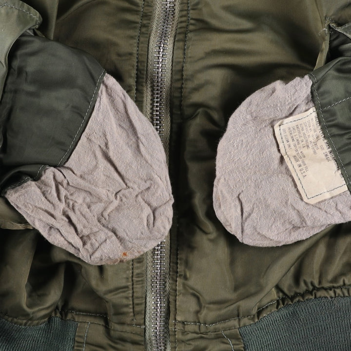 Civilian-made Alpha Industries MA-1 type padded military flight jacket, made in the USA, men's size S equivalent, vintage. Nylon Khaki type Vintage Second Hand