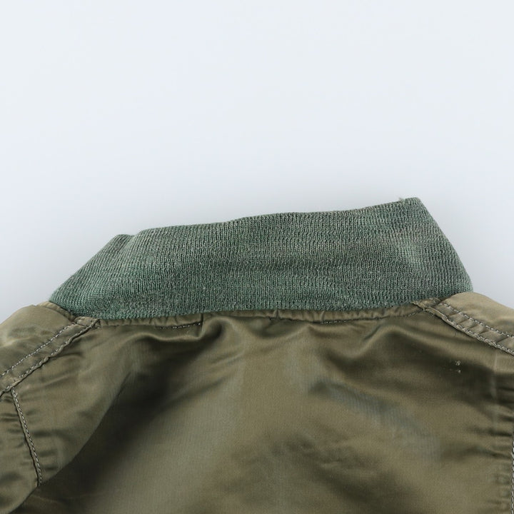 Civilian-made Alpha Industries MA-1 type padded military flight jacket, made in the USA, men's size S equivalent, vintage. Nylon Khaki type Vintage Second Hand