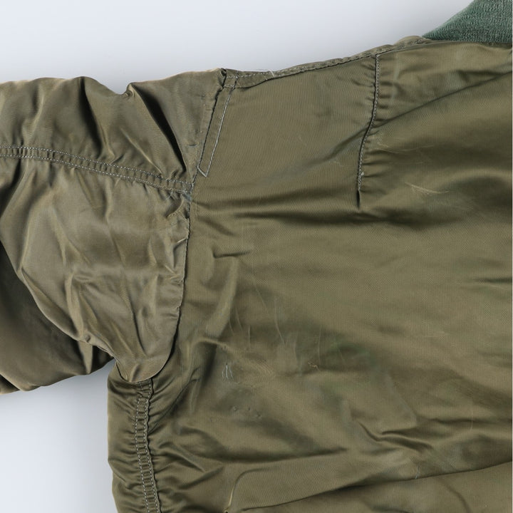 Civilian-made Alpha Industries MA-1 type padded military flight jacket, made in the USA, men's size S equivalent, vintage. Nylon Khaki type Vintage Second Hand