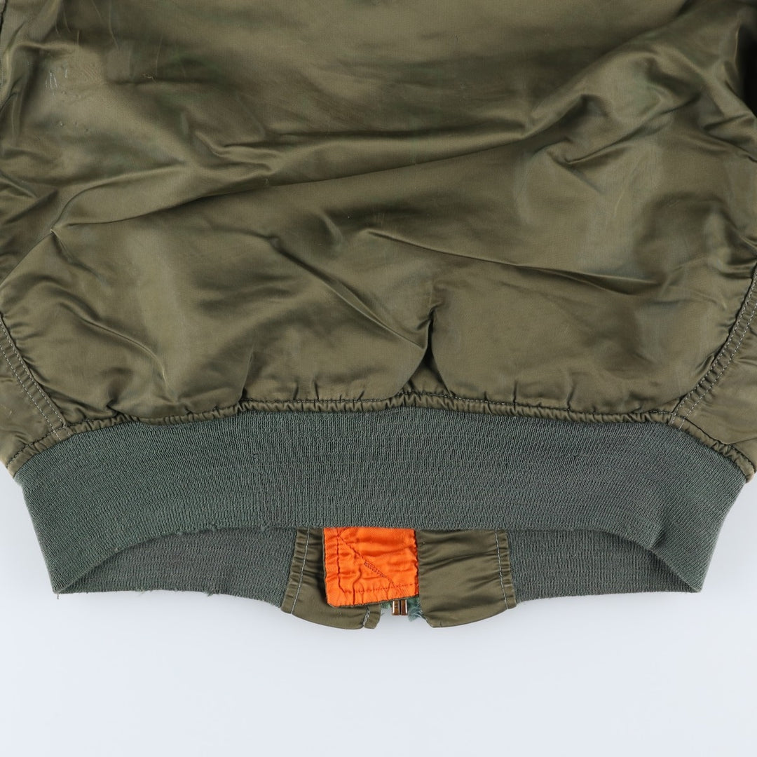 Civilian-made Alpha Industries MA-1 type padded military flight jacket, made in the USA, men's size S equivalent, vintage. Nylon Khaki type Vintage Second Hand