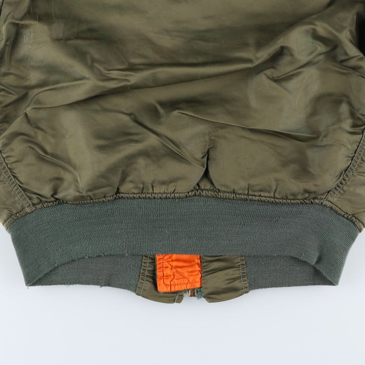 Civilian-made Alpha Industries MA-1 type padded military flight jacket, made in the USA, men's size S equivalent, vintage. Nylon Khaki type Vintage Second Hand