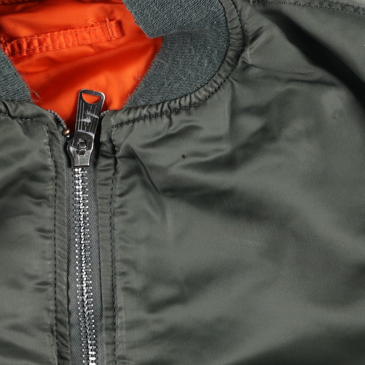 Civilian Alpha MA-1 Type Padded Military Flight Jacket Made in USA Men's L Size Vintage Nylon Khaki type Vintage Second Hand