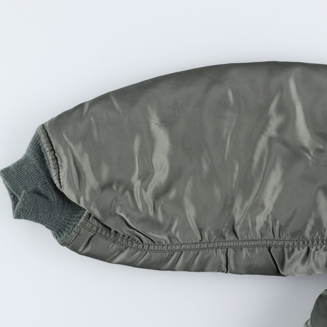 Civilian Alpha MA-1 Type Padded Military Flight Jacket Made in USA Men's L Size Vintage Nylon Khaki type Vintage Second Hand