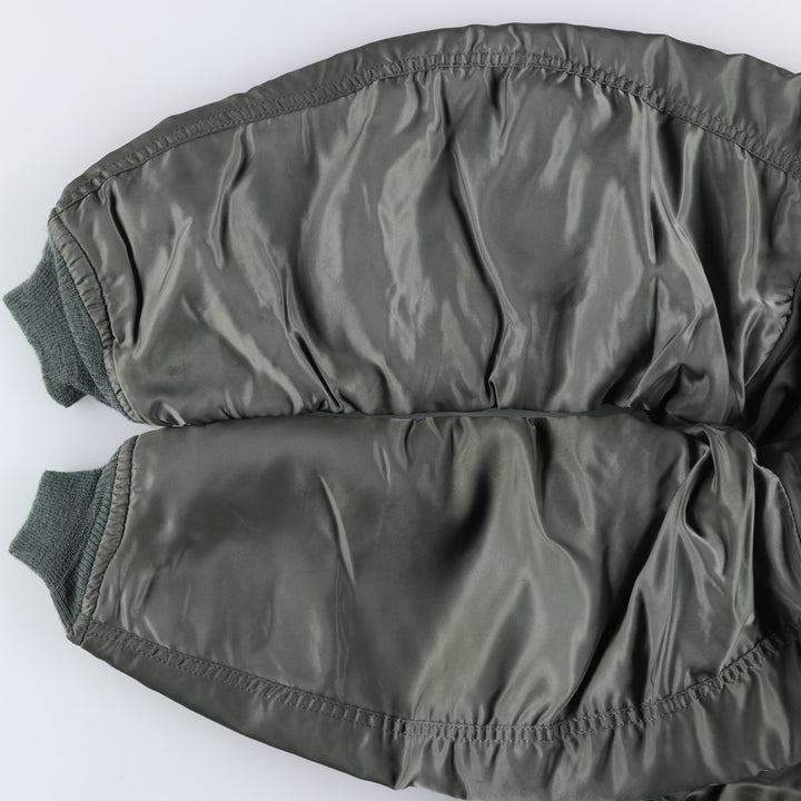 Civilian Alpha MA-1 Type Padded Military Flight Jacket Made in USA Men's L Size Vintage Nylon Khaki type Vintage Second Hand
