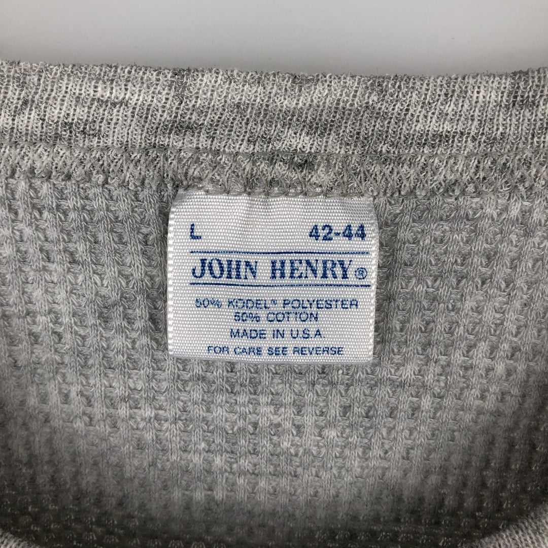JOHN HENRY Thermal Long-Sleeve T-Shirt, Waffle Knit, Made in USA, Men's Size L (equivalent) polyester gray type Vintage Second Hand