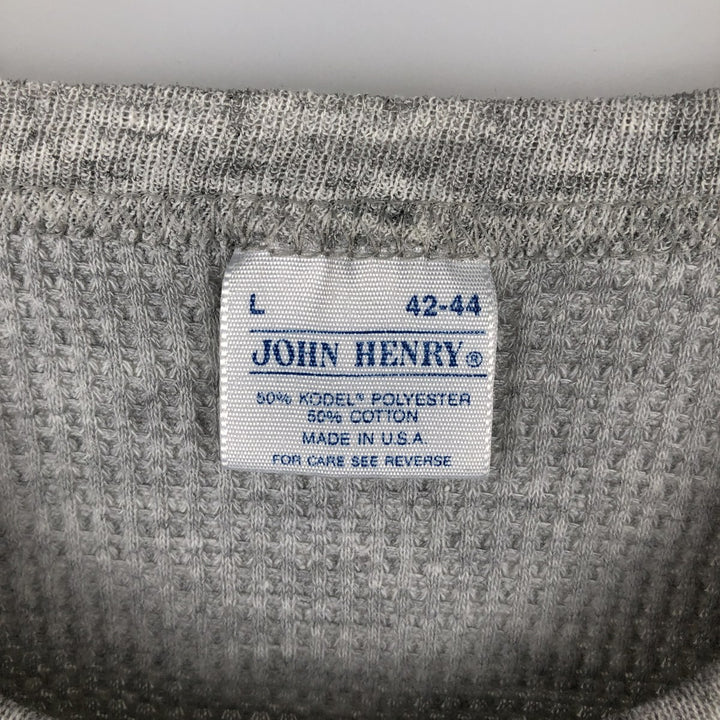 JOHN HENRY Thermal Long-Sleeve T-Shirt, Waffle Knit, Made in USA, Men's Size L (equivalent) polyester gray type Vintage Second Hand