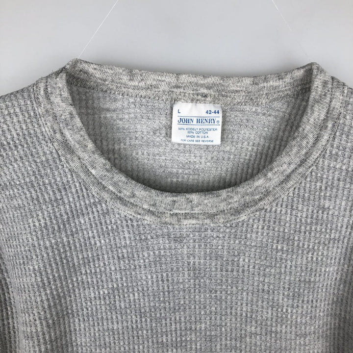 JOHN HENRY Thermal Long-Sleeve T-Shirt, Waffle Knit, Made in USA, Men's Size L (equivalent) polyester gray type Vintage Second Hand