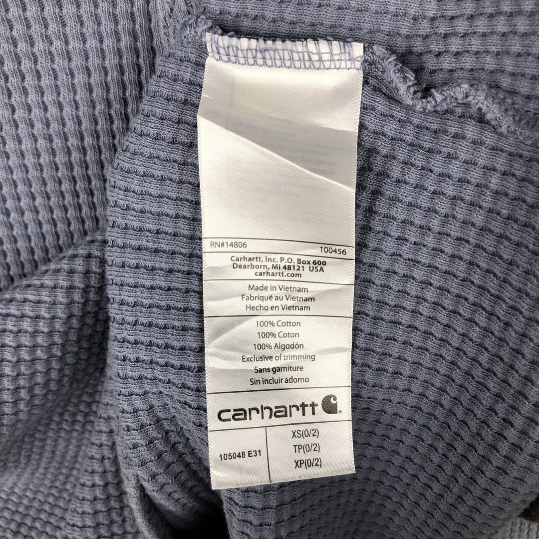 Carhartt Relaxed Fit Thermal Long-Sleeve T-Shirt, Waffle Pattern, Women's Size XS (equivalent) cotton blue type Vintage Second Hand