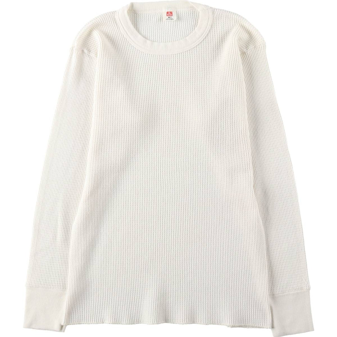 1980'S Hanes Thermal Long-Sleeve T-Shirt, Waffle Knit, Made in USA, Women's Size M (Equivalent), Vintage cotton unbleached Vintage Second Hand