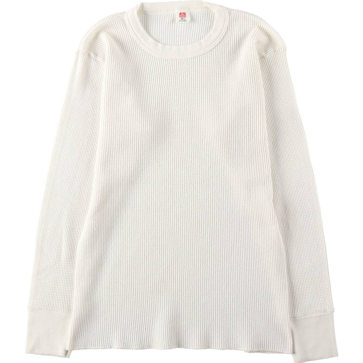 1980'S Hanes Thermal Long-Sleeve T-Shirt, Waffle Knit, Made in USA, Women's Size M (Equivalent), Vintage cotton unbleached Vintage Second Hand