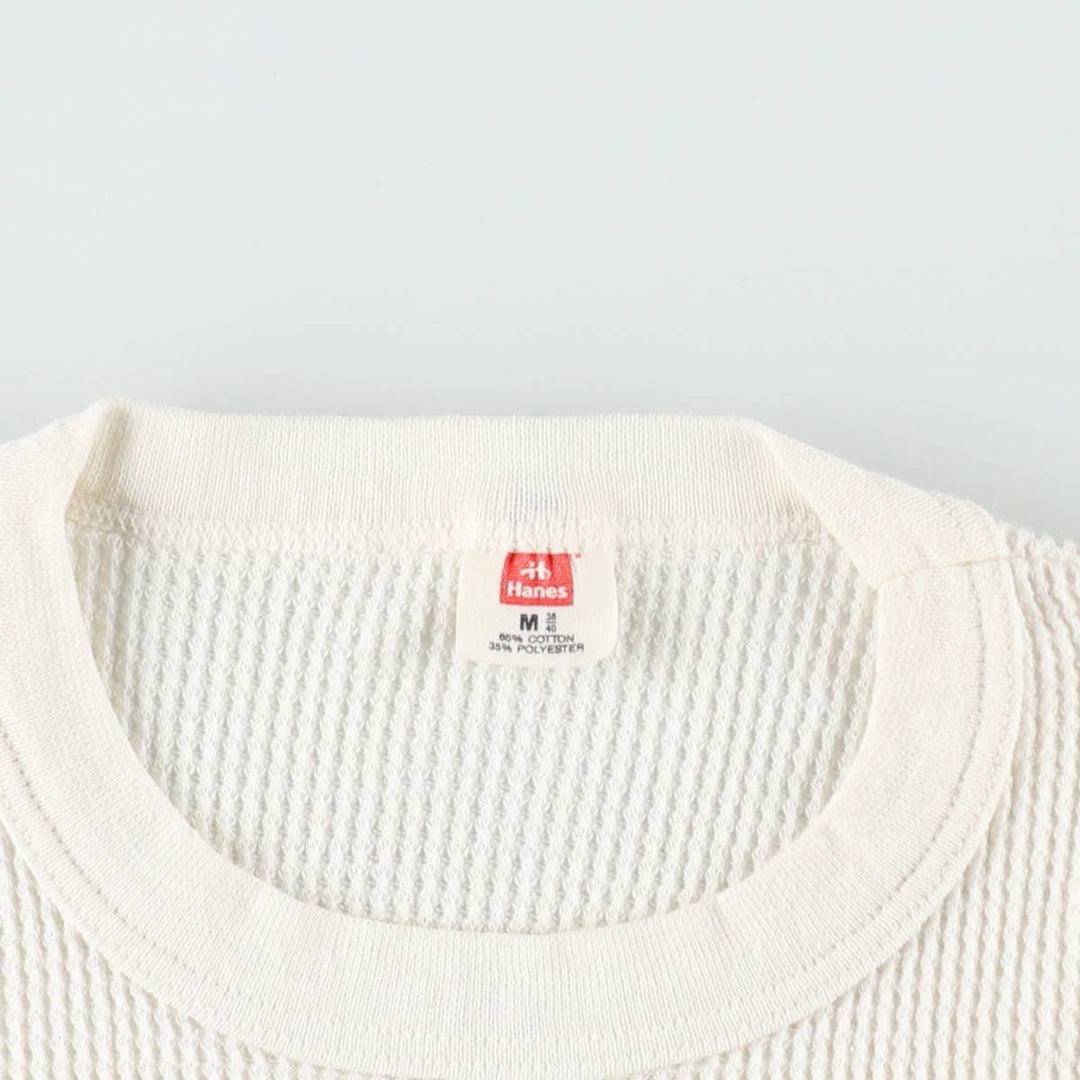 1980'S Hanes Thermal Long-Sleeve T-Shirt, Waffle Knit, Made in USA, Women's Size M (Equivalent), Vintage cotton unbleached Vintage Second Hand