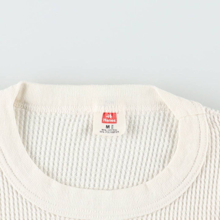 1980'S Hanes Thermal Long-Sleeve T-Shirt, Waffle Knit, Made in USA, Women's Size M (Equivalent), Vintage cotton unbleached Vintage Second Hand