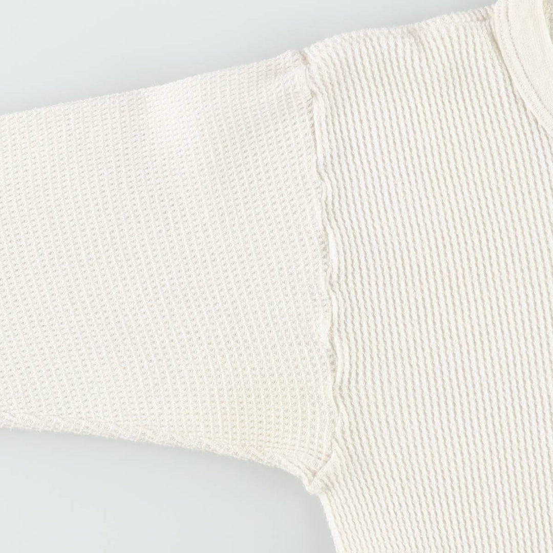 1980'S Hanes Thermal Long-Sleeve T-Shirt, Waffle Knit, Made in USA, Women's Size M (Equivalent), Vintage cotton unbleached Vintage Second Hand