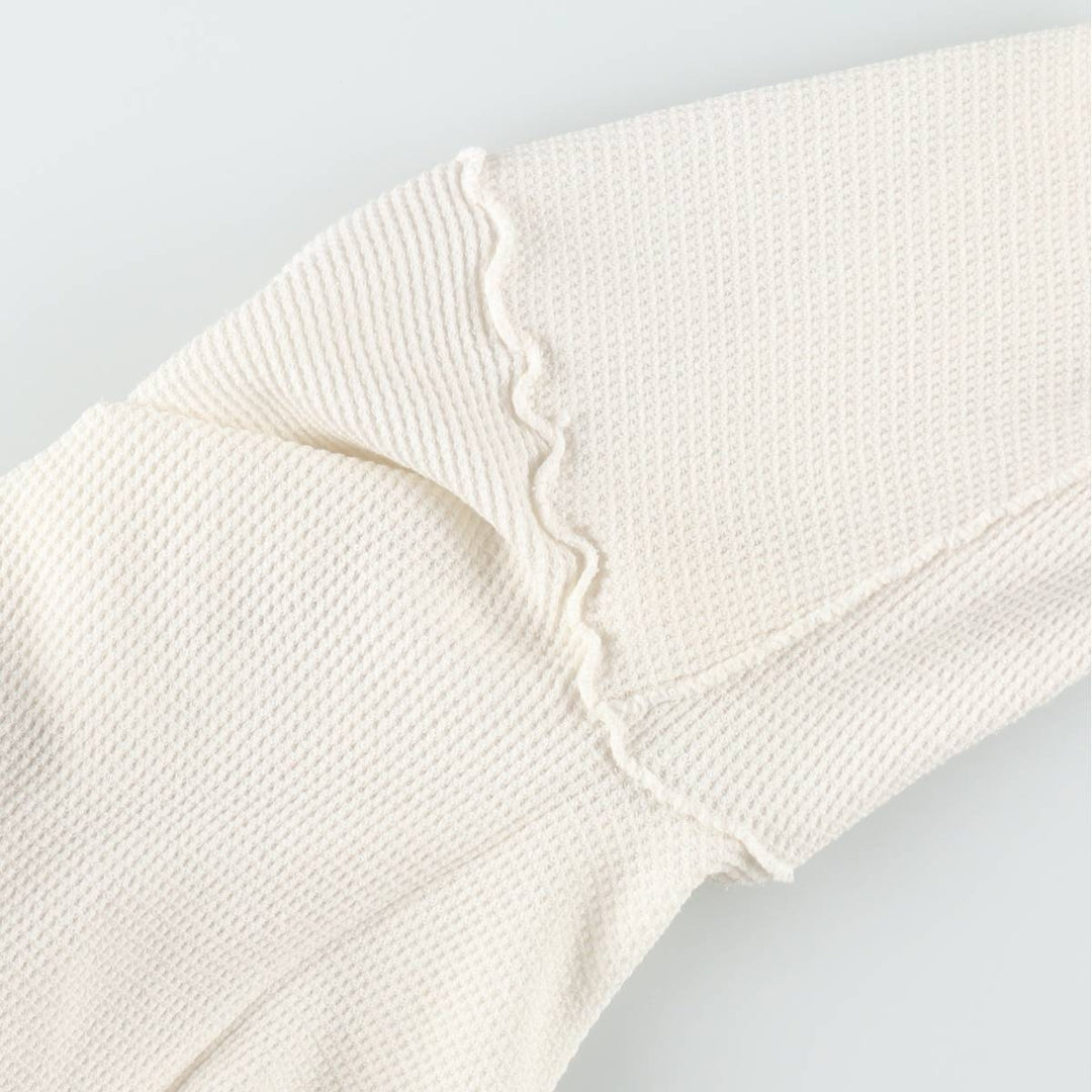 1980'S Hanes Thermal Long-Sleeve T-Shirt, Waffle Knit, Made in USA, Women's Size M (Equivalent), Vintage cotton unbleached Vintage Second Hand
