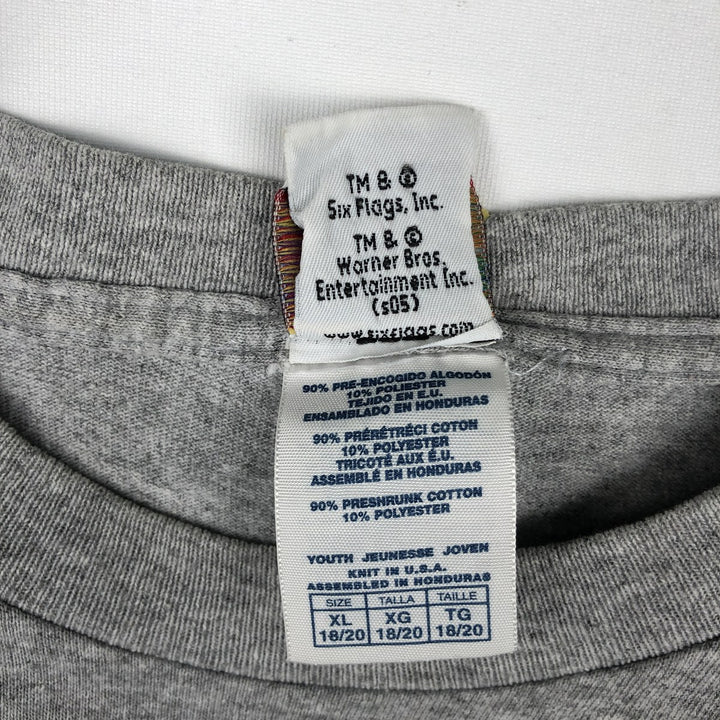 SixFlags LOONEY TUNES Character Print T-Shirt (Women's Size XL) cotton gray type Vintage Second Hand