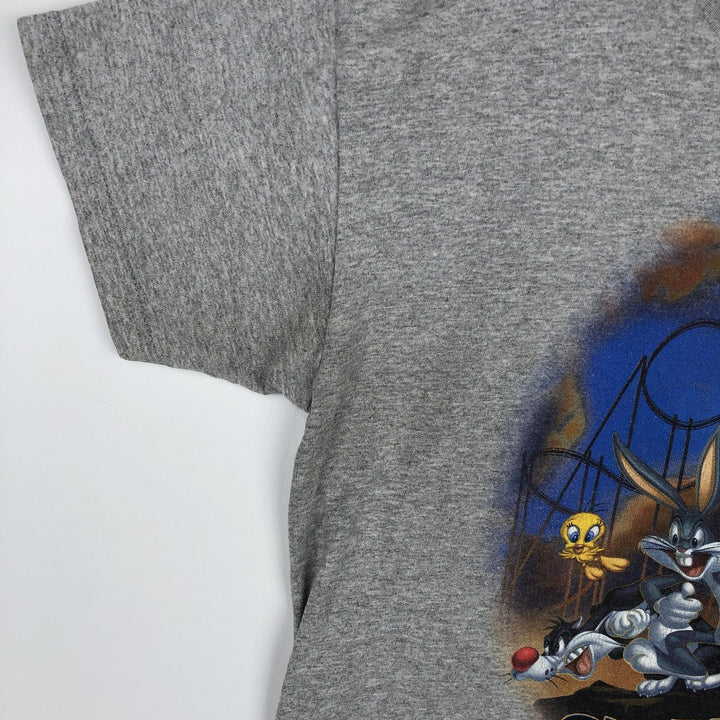 SixFlags LOONEY TUNES Character Print T-Shirt (Women's Size XL) cotton gray type Vintage Second Hand