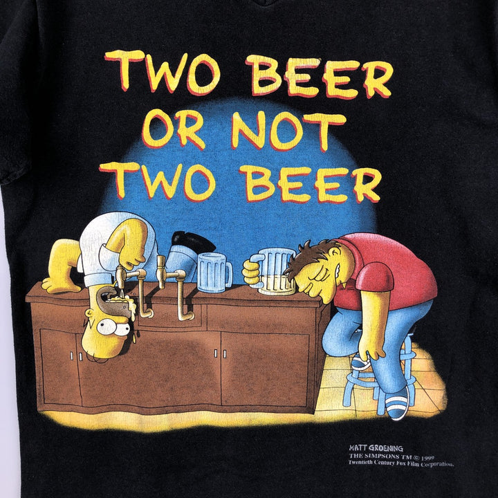 2000'S Screen Stars THE SIMPSONS V-neck parody character print T-shirt, women's size M equivalent. cotton black type Vintage Second Hand